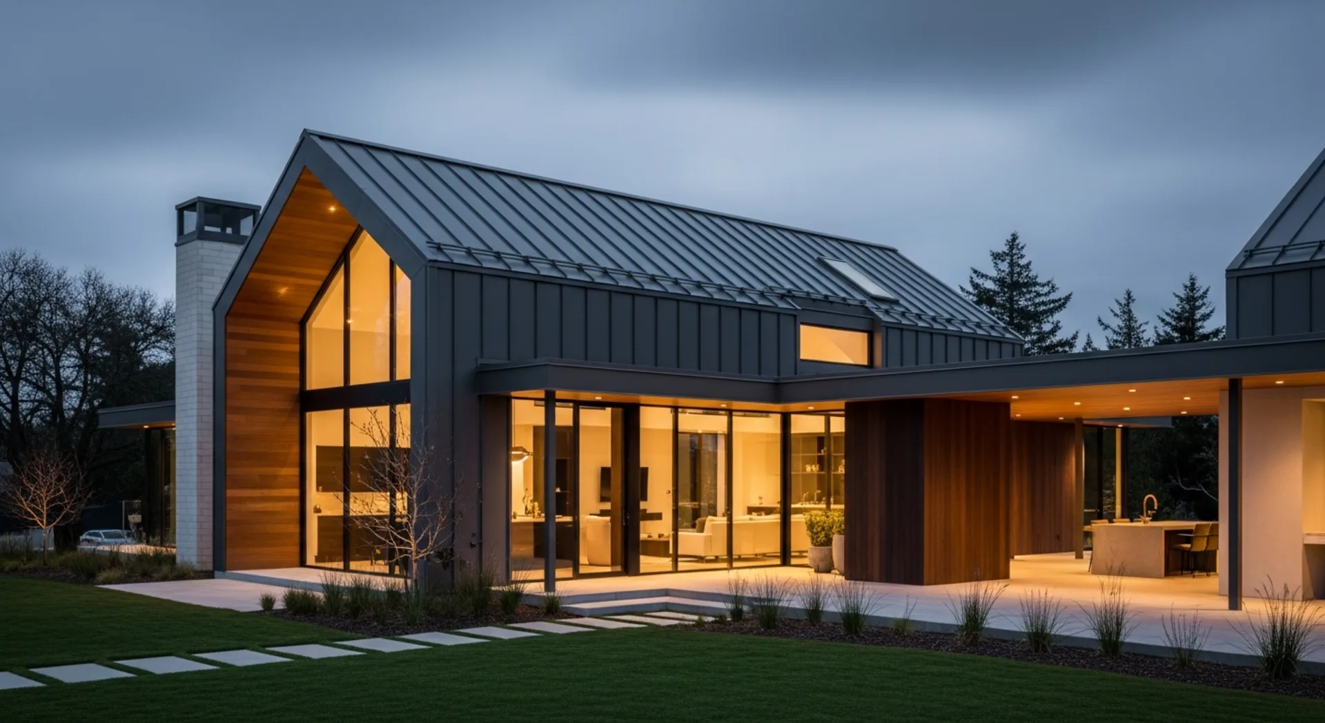 Dark dramatic metal roof